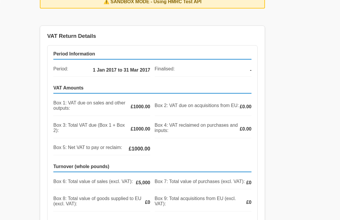 View previously submitted VAT return details